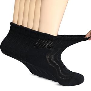 +MD Diabetic Socks for Men Women-6 Pairs Ankle Non-Binding Extra Wide, Seamless Circulator Socks for Edema (10-13, Black)