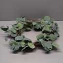 idyllic Eucalyptus Leaves Wreath Metal Polyester Fabric Paper Round Green Wreath 22 Inches for The Front Door Decor