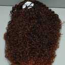 27 Inch Drawstring Ponytail Extension for Black Women Deep Curly Ponytail Extension Synthetic Mixed with Human Hair Hairpieces Afro Kinky Curly Pony Tail for Daily Use (Light Brown)