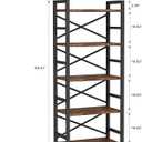 Organization and Storage, 5 Tier Bookshelf, Tall Bookcase with Shelves, Wood and Metal Book Shelf Storage Organizer, Industrial Display Standing Shelf Unit for Bedroom, Living Room, Rustic Brown