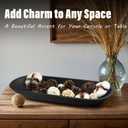 LIN CHUAN Large Decorative Bowl for Home Decor - Long Dough Bowl with Anti Slip Base for Table Centerpieces - Black Minimalist Design Dough Decor Bowl for Coffee Table, Dining Table Centerpiece