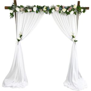 EHLDekol Sheer Chiffon Backdrop Curtains 10ft x 10ft Chiffon Fabric Drapes for Wedding, Long Sheer Curtain for Living Room, Arch Party Stage Decoration (White, 120 x 120 Inch)