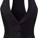 Design by Olivia Women's Dressy Casual Versatile Racerback Vest Tuxedo Suit Waistcoat (2XL, Black)