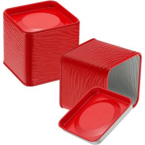 uxcell 2pcs Square Tin Can, 2.95inch Metal Empty Storage Container Organizer Candle Jar with Lid for Treats Gifts Favors Loose Tea Coffee Crafts Cookies, Red