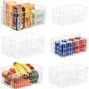 Orgneas Freezer Organizer Bins, Vertical Sides Wire Freezer Baskets for Upright Freezer, Chest Freezer Organizer Deep Freezer Storage Containers for Foods, Snacks, Vegetables, Fruits, Set of 6