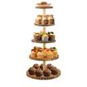 Gusnilo Wooden 5-Tier Rustic Cupcake Stand for Wedding Cakes, Tiered Dessert Tower Display Centerpiece for Parties, Events & Celebrations