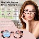 CCVOO Stylish Reading Glasses for Women, Bifocal, Progressive, Readers for Women, Eye glasses, Blue Light Reading Glasses (B1 Mix Bifocal, 2.5, x)