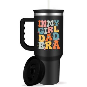 Girl Dad Tumbler Girls' Dads Gifts In My Girl Dad Era 40oz Insulated Coffee Tumbler with Straw and Lid Gift from Daughter Christmas Father's Day Present for Dads of Girls