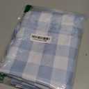 Checkered Tablecloth Rectangle Waterproof Gingham Table Cloth Washable Buffalo Plaid Table Cover Wrinkle Free for Kitchen, Dining and Outdoor Picnic, 52 x 70 Inch, Light Blue and White