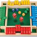 Premium Shut the Box Board Game for 2-4 Player, Wooden Math Number Flip Dice, Montessori Educational Toy for Kids Ages 3+ and Adults, Screen-Free Family Night, Classroom, Pub& Summer Travel Activities