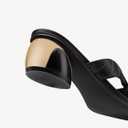 NEWBELLA Round Toe Womens Sandals, Open Toe Heeled Mules for Wide Feet (Black, Adult, Women, 7, Numeric, US Footwear Size System, Medium)