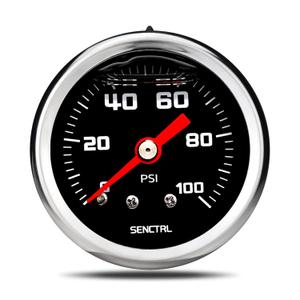 0-100 Psi Fuel Pressure Gauge, 1-1/2" Black Dial, 1/8" NPT Back Mount, Glycerin Liquid Filled, Stainless Steel Case, Inline Low Pressure Gauge, for Water Oil Pressure Test
