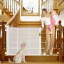 Reinforced Retractable Baby Gates for Stairs 55 Inch Reinforced Strip Baby Stair Gate Retractable Dog Gate for Stairs Retractable Gate for Stair Post, Banister to Banister, Banister to Wall, Doorway, Size: 33" X 55" For Stair