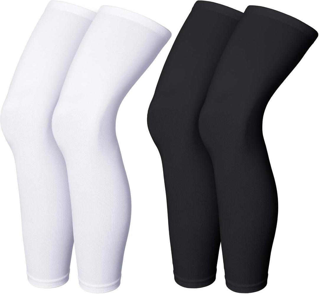 Skylety Compression Leg Sleeve Full Length Leg Sleeves Sports Cycling for Men Women, Running, Basketball (Large, Black and White)