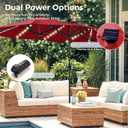 SUPERJARE 13ft Outdoor Patio Umbrella with Solar Lights, Double-sided Deck Pool Umbrella with 1.5 Inch Pole, Fade Resistant Canopy, 12 Sturdy Ribs, for Porch, Market, Backyard, Burgundy(No Base)