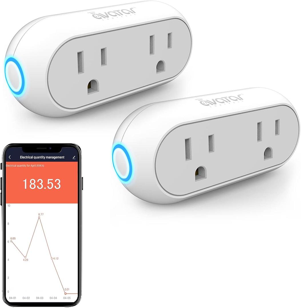 Smart Plugs That Compatible with Alexa Google Home Siri, Wireless 2.4G WiFi Outlet Controlled by Smart Life Tuya Avatar Controls APP, 10A Mini Socket Enchufe Inteligente with Timer, Dual, 2 Pack