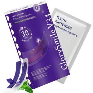 Purple Teeth Whitening Strips, Advanced Non-Slip Teeth Whitening Strips to Remove Yellow Stains & Whiten Teeth, Enamel Safe Whitening Kit for Sensitive Teeth (Mint, 14 Count)
