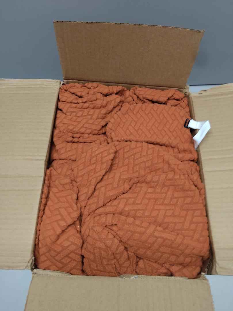 Smiry Waterproof Couch Cushion Covers, Stretch Jacquard Thick Sofa Cushion Covers, Washable Seat Slipcover Elastic Furniture Protector for Pets, Kid, Large, Rust, Seat Cushion Large, 28"D x 62"W x 6"H