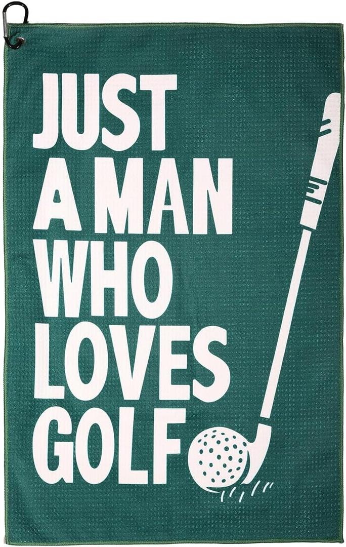 2 x Funny Golf Towel for Men-Premium Microfiber Golf Towel with Clip Holder-23.6"x15.7" Large Golf Ball Cleaning Towel, Club Bag Accessories & Fathers Day Birthday Funny Golf Stuff for Men, Green/White