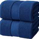 Infinitee Xclusives Luxury Bath Sheets Towels  2 Pack 600 GSM (35X70 Inches) 100% Ring Spun Cotton Large Bath Towels for Bathroom (Tranquil Navy, Bath Sheet Pack of 2)