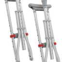 DMI Universal Aluminum Crutches - Adjustable Underarm Walking Aid for Adults, Shorter to Tall (4'6"-6'6"), Push-Button Height Adjustment, 300 lbs Capacity, Slip-Resistant Tips, 1 Pair