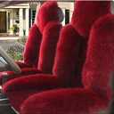 A Pair 50% Genuine Sheepskin Fur Car 2 Front Seat Covers Set Winter Warm Universal Wine Red