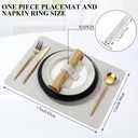 Faux Leather 100% Waterproof Oil-Proof Wipeable Heat Resistant Vinyl Placemats Set of 6 for Dining Table, Kitchen, Coffee Table, Indoor & Outdoor, Non-Slip, Easy Clean, Parties & GiftsLight White