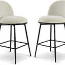 Swivel Bar Stools Set of 2, 26" H Upholstered Linen Fabric Barstools with Backs, Counter Height Stools with Metal Legs for Kitchen Island,Linen,1 Box