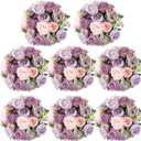 Geosar 8 Bundles Artificial Peonies Silk Flowers Fake Peony Bouquet Faux Peonies Flowers Bulk for Decoration Vase Florals Arrangements Wedding Home Party Table (Gray Purple,Light Purple)
