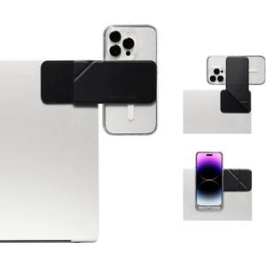 MOFT Magnetic Laptop iPhone Mount, Continuity Camera Mount, Foldaway Portable Laptop Top & Side Holder for Dual-Screen Setup, Black