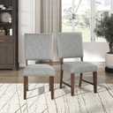 Lexicon Kitchen & Dining Room Chairs, Dining Chairs Set of 2, Linen Fabric Upholstered Dining Chairs, Solid Rubber Wood Armless Dining Chairs, Modern Dining Chair, Easy Assembly, Gray/Walnut