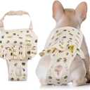 QBLEEV Dog Diapers Female Washable Sanitary Pantie with Adjustable Suspender, Reusable Doggie Diapers for Male Dogs in Heat, Cotton Puppy Pet Period Panties Dog Underwear for Teddy French Bulldog, Medium (Yellow)