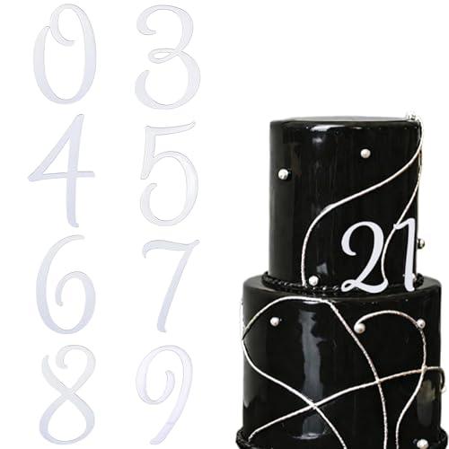 Acrylic Number Cake Topper Set - Silver Mirrored 0-9 Numbers for DIY Wedding, Birthday & Party Decorations