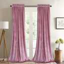 Roslynwood Velvet Curtain Panels Blush Pink Room Darkening Window Super Soft Luxury Drapes for Bedroom Thermal Insulated Rod Pocket Curtain for Living Room (2 Panels, 52 by 63 Inch)
