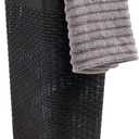 Mind Reader Slim Laundry Hamper with Lid, 40L Clothes Basket, Narrow Tapered Design with Ventilated Cutout Pattern, Plastic, Black, Single