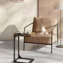 VASAGLE C-Shaped End Table, Small Side Table for Couch, Sofa Table with Metal Frame for Living Room, Bedroom, Bedside, Rustic Brown and Black