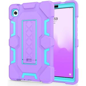 CCMAO Case for Samsung Galaxy Tab A9 Case 8.7 Inch 2023 Model, Heavy Duty Shockproof Hybrid Three Layer Protective Cover with Kickstand for Samsung A9 Tablet 8.7" (SM-X110/X115/X117), Purple+Green
