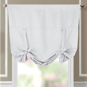 Rod Pocket Tie Up Shade for Small Window (42" W X 63" L) Soho Blackout (White)