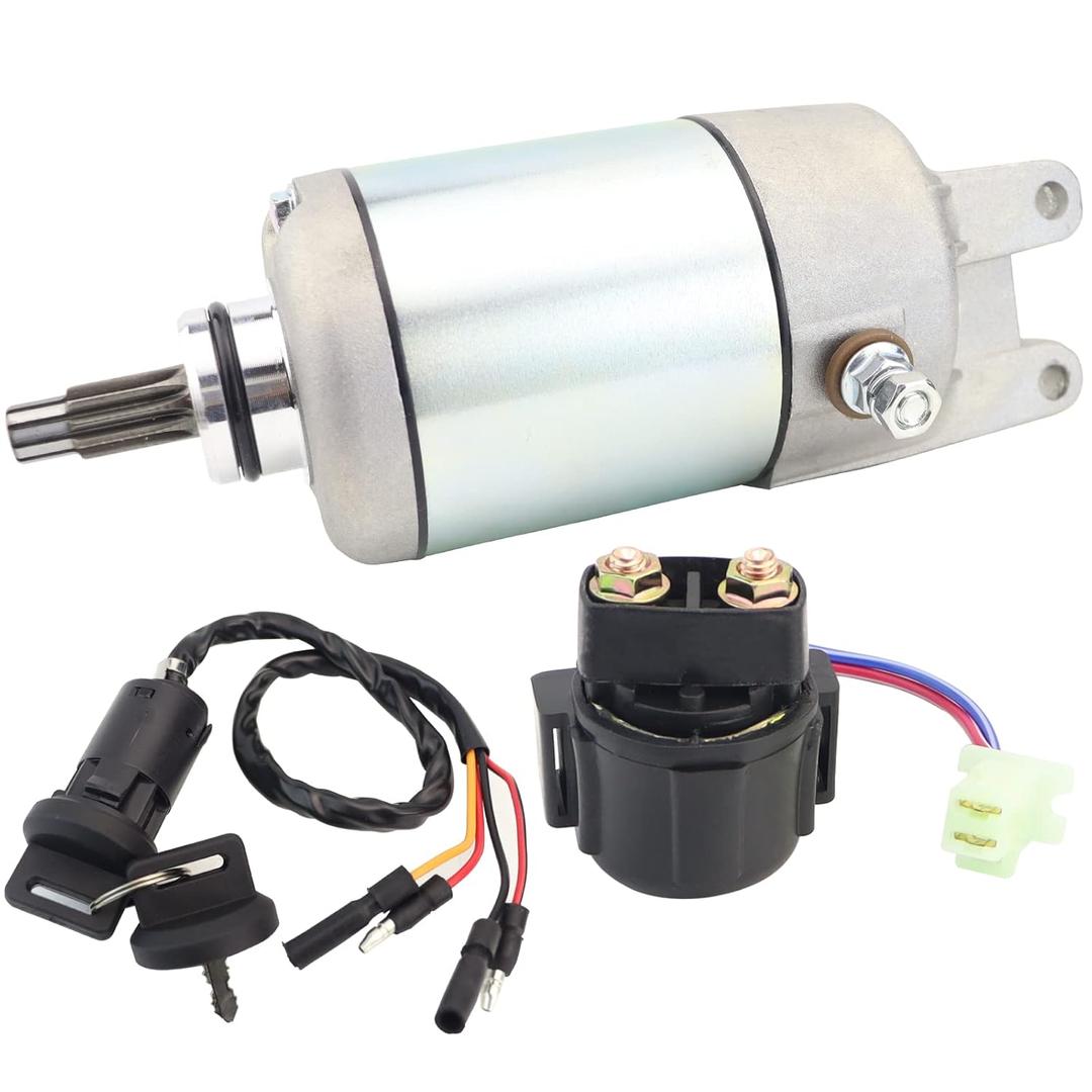 Starter Motor & Solenoid Relay & Ignition Switch Replacement for Honda ATV FourTrax 300 TRX300 TRX300FW 1988-2000 31200-HC4-023 31200-HC4-033 SM13213 128000-4400