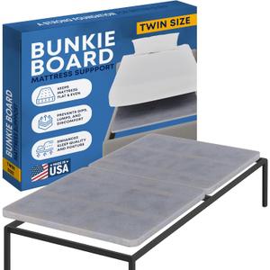 Greaton, Premium 38mm Split Wood Bunkie Board Twin Size Bed - 2-Piece Under Mattress Support Board, Fully Assembled, Fabric Ventilation Cover - Replaces Wooden Slats or Box Spring for Bed Frames (Grey)
