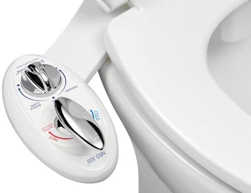 LUXE Bidet NEO 320 - Warm Water, Dual Nozzle, Self-Cleaning, Non-Electric Bidet Attachment for Toilet Seat, Adjustable Water Pressure, Rear & Feminine Wash (White)