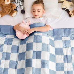 yescool Blue Checkered Weighted Blanket 5 Pounds Plaid Weighted Throw Blanket, Heavy Blanket for Sleeping, Tartan Bed Throw Blanket Gift for 40-60lbs, 36"x48"