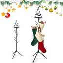 Christmas Stocking Holder Stand for Floor, 54 in Free Standing Christmas Stocking Rack Holders Tree with 8 Hangers for Scarf Belt Hat Purse Xmas Holiday Decor Tool-free Assembly Max Loading 50 LBS