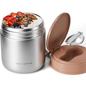 15.2oz Kids Thermos Food Jar  SUS316 Insulated Lunch Container with Handle & Spoon, Leakproof Wide Mouth Food Thermos for Hot & Cold Meals for School OfficeStainless Steel