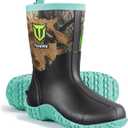 TIDEWE Rubber Boots for Women with Steel Shank, 6mm Neoprene Waterproof Insulated Mid Calf Rain Boots, Sturdy Hunting Work Boots for Farming Gardening Fishing (9, Next Camo G2)