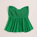 SOLY HUX Women's Frill Trim Tie Front Tube Top Sleeveless Strapless Ruffle Summer Tops (Green, L)