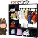 Doll Clothes Closet/Wardrobe Large Plus 10 Hangers, Doll Accessories Display Box, Clothes Storage for Figures, Portable Storage for Fashion Doll Clothes, Gift (Black)