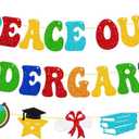 Kindergarten Graduation Banner Peace Out Kindergarten Banner Congrats Grad Class of 2025 End of School Year Theme Decor Next Stop 1st Grade School Graduation Party Supplies