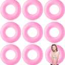 8 Pcs Large Inflatable Pool Float 36 Inches Swimming Ring Pool Floats Adult Inflatable Tube for Summer Vacation Beach River Bachelorette Wedding Party Supplies (Pink)