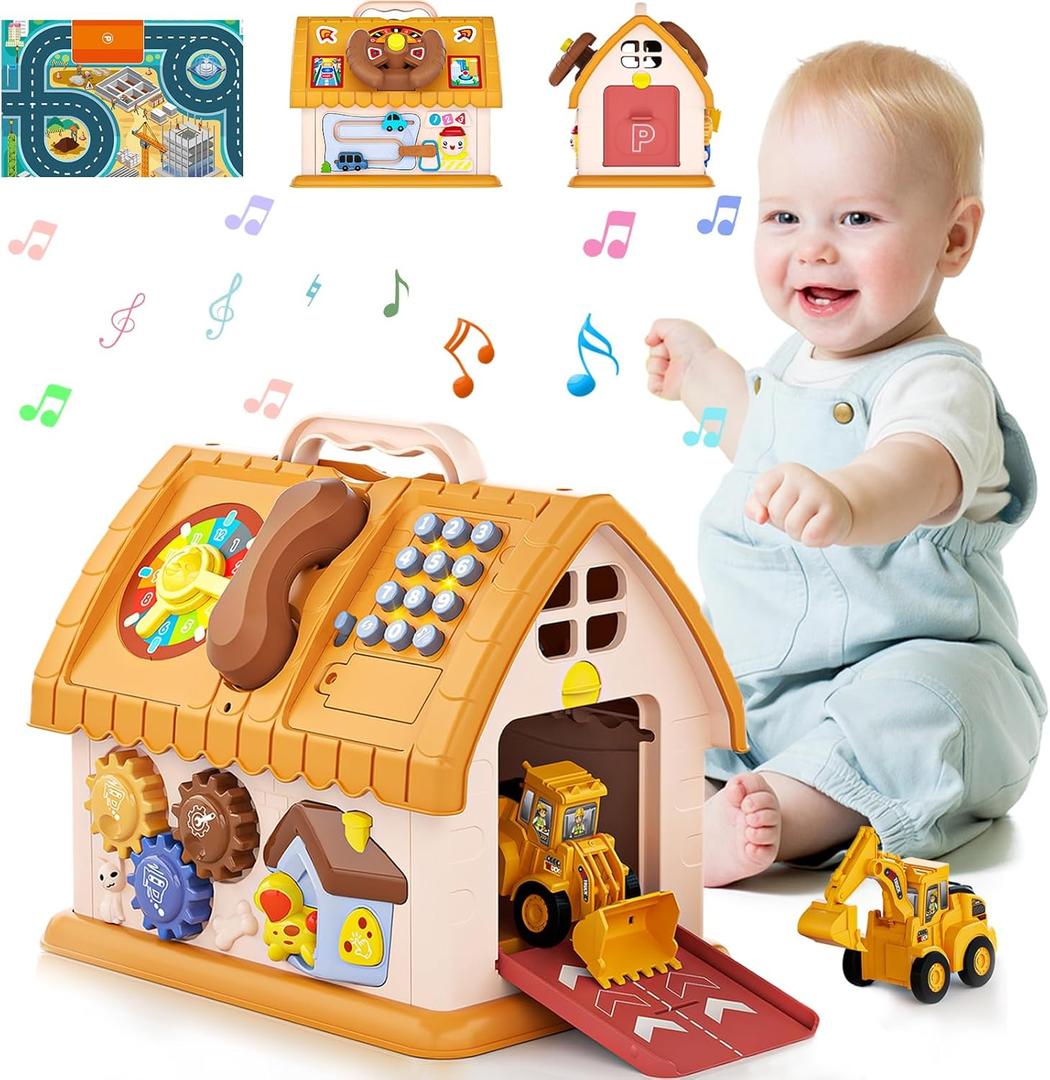 Toys for 1-2 Year Old Gifts, Montessori Toddlers Toys with Sound & Lights, 8 in 1 Multi-Functional House Toy for Boys Girls, Early Educational Learning Toy for First Birthday